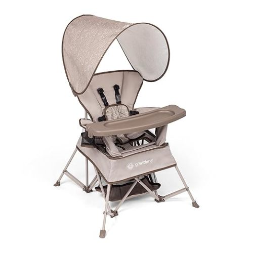 Baby Delight Go with Me Venture Portable Chair | Indoor and Outdoor | Sun Canopy | 3 Child Growth Stages | Sandstone