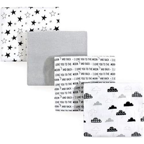 Hudson Baby Unisex Baby Cotton Flannel Receiving Blankets, Moon And Back, One Size