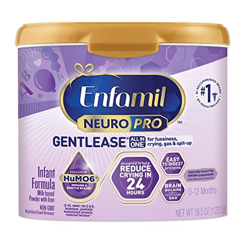 Enfamil NeuroPro Gentlease Baby Formula, Infant Formula Nutrition, Brain and Immune Support with DHA, Proven to Reduce Fussiness, Crying, Gas and Spit-up in 24 Hours, Reusable Tub, 19.5 Oz
