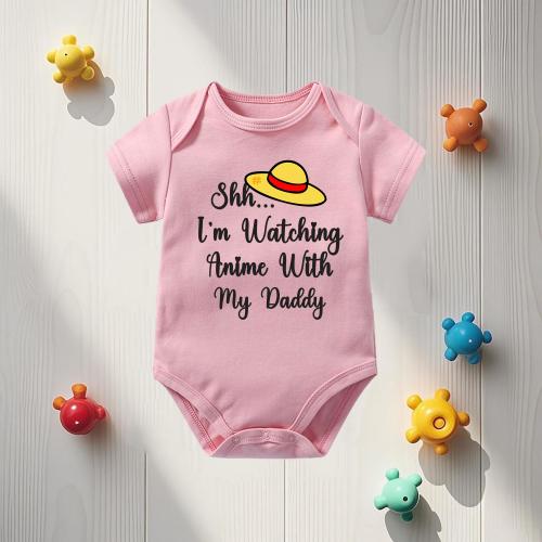 Cute Shh I’m Watching Anime With My Daddy Baby Bodysuit, Funny Anime Baby Outfit, Cute Anime Fan Parents Gift for First Father's Day