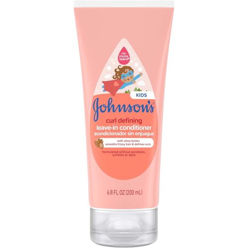 Johnson's Kids' Curl Defining Leave-In Conditioner with Shea Butter, Smooths Frizz & Defines Waves & Curls for 24 Hours, Hypoallergenic, 6.8 fl. oz