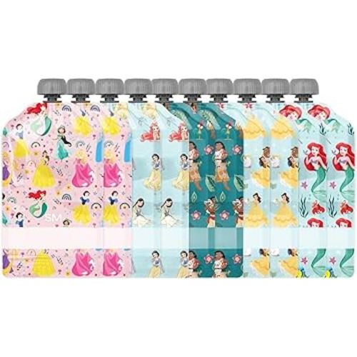 Simple Modern Disney Reusable Baby Food Pouches for Toddlers | BPA Free Plastic, Food Safe, Freezer Safe | Refillable for Applesauce Yogurt & Puree Squeeze Pouch | 10 pack | 5oz | Disney Princesses