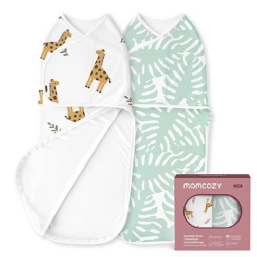 Momcozy Bamboo Swaddle Blankets Sack 0-3m - 2pk - Giraffe & Fern