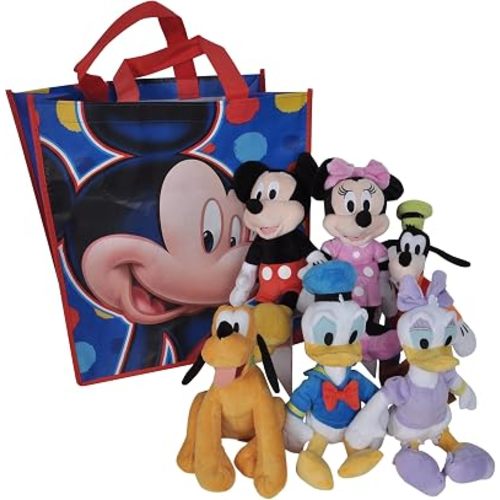 Disney 11" Plush Mickey Minnie Mouse Donald Daisy Duck Goofy Pluto 6-Pack in Gift Bag
