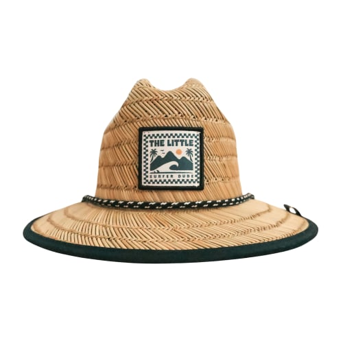 Black Checkered Little Surfer Dude Straw Hat