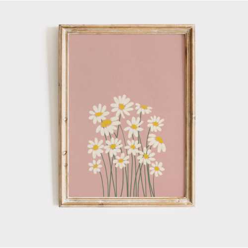 Daisy Print, Daisy Pink Printable Wall Art, Floral Wall Art, Flower Poster, Boho Girls Room, Daisy Nursery Wall Decor, Wildflower Botanical