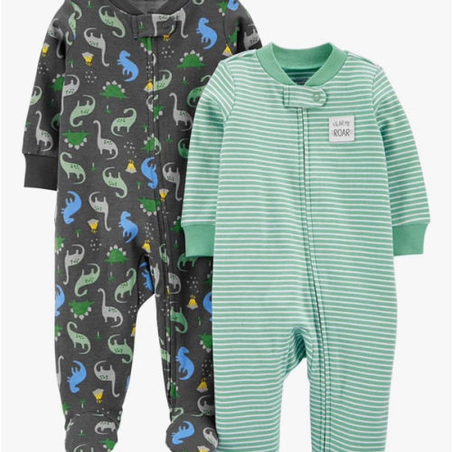 Simple Joys by Carter's baby-boys 2-way Zip Thermal Footed Sleep and Play, Pack of 2