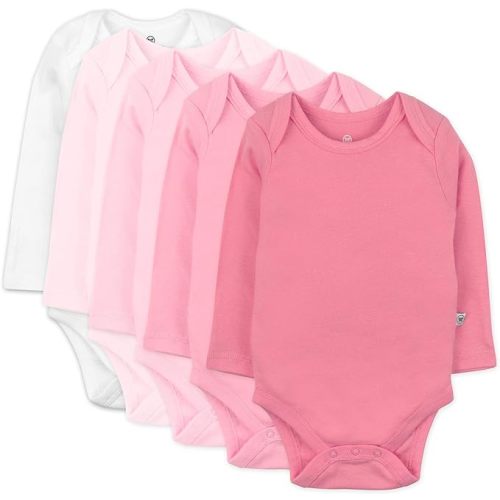 HonestBaby baby-girls 5-pack Long Sleeve Bodysuits One Piece 100% Organic Cotton for Infant Baby Girls