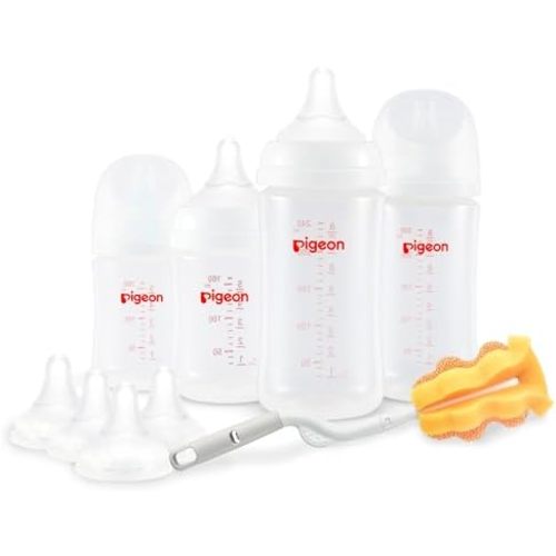 Pigeon Newborn Feeding Gift Set, PP Wide Neck Anti-Colic Baby Bottle