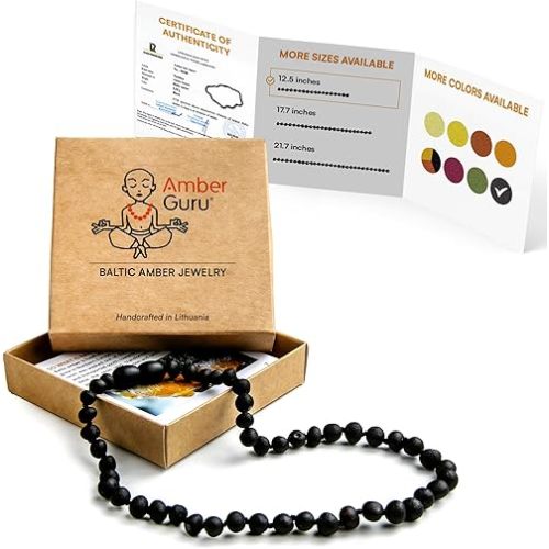 Baltic Amber Necklace (Authentic, Certified) - 12.5 inches - Unisex Jewelry - Polished or Raw/Unpolished Real Amber Beads - Proud to Deliver Genuine Baltic Sea Wonder
