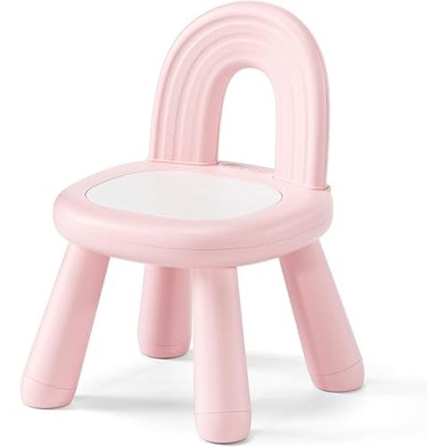 KidBloom Toddler Chair, Sturdy Anti-Tip Kids Chair, Lightweight Small Plastic Child Chair for Toddlers 1-3, Rainbow Backrest Ergonomic Design, Pink
