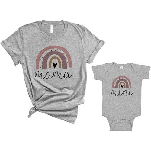 Rainbow Mama and Mini Mommy and Me Matching Shirt with Baby