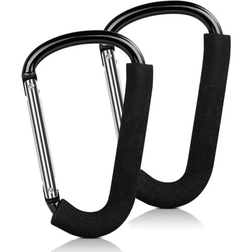 Universal Large Buggy Clips,pram Clips,pram Hooks Metal,Carabiner Stroller Hook,Pushchair Hook Clip,Extra Strong Baby Stroller Hooks Clip for Hanging Purses,Diaper Bag,Shopping Bags(2pcs)