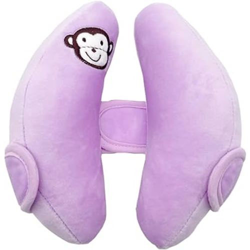 Baby Pillow for Travel, Adjustable Head Neck Support for Car Seats for Newborn, Banana Stroller Headrest Pillow for Toddler, Comfortble Head Support Head Protection Pillow, Purple