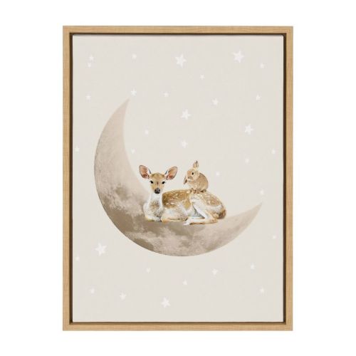 Kate & Laurel All Things Decor 18"x24" Sylvie On the Moon Framed Canvas Wall Art by July Art Prints
