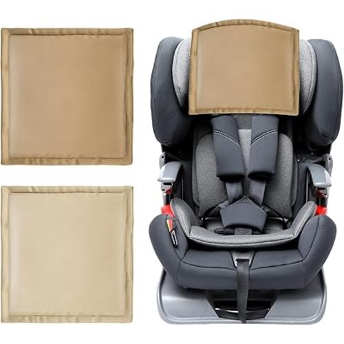 Silky Head Carseat Cover for Babies Silk Feeling Satin Head Cover with Cotton Padded for Boys Girls Infant Sleeping Hair Protection 2pcs for Baby Car Seat Canopy Headrest Protector Gold