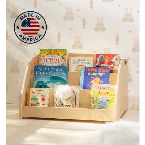 Montessori Bookshelf with Hidden Storage: Baltic Birch Kids Book Display