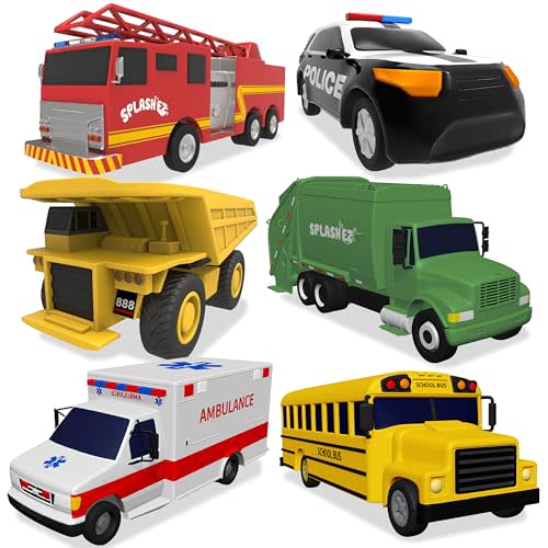 SplashEZ Mold Free 6 Cars Bath Toys for Kids | Toddler Bath Toys with No Hole for Water | Vehicles Set Ideal Size for Little Hands | Safe, Durable for Endless Tub Fun | Great for Boys & Girls Ages 0+