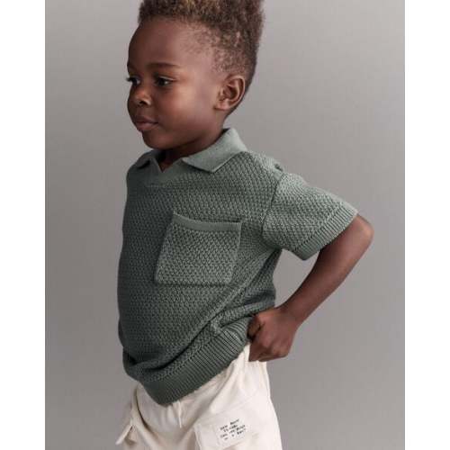 Toddler Boy Knit Polo with Pocket - Olive - Otter Avenue | Carter's