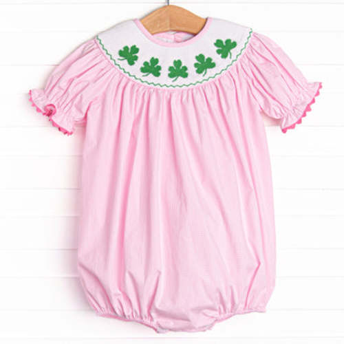 Lucky Me Smocked Bubble, Pink – Stitchy Fish