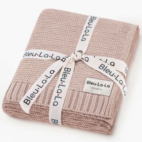 Bleu La La Heritage Knit 100% Luxury Organic Cotton Baby Swaddle Blanket for Newborn and Infant Boys and Girls - Blush Pink
