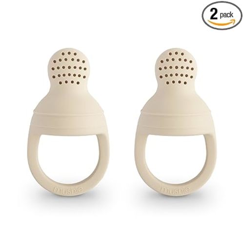 mushie Silicone Baby Fresh Fruit & Food Feeder Pacifier | 6 Months+ (Shifting Sand)