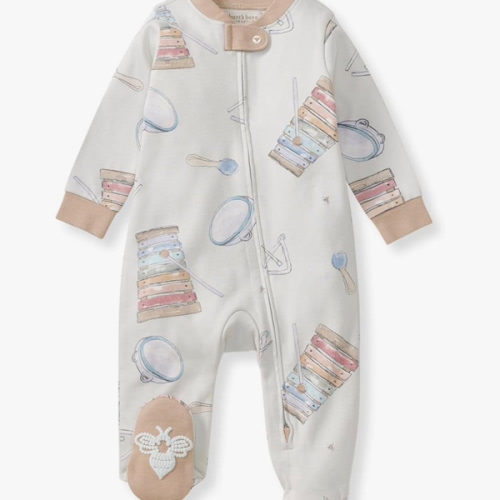 Burt's Bees Baby Boys Sleep and Play PJs, 100% Organic Cotton One-Piece Zip Front Romper Jumpsuit Pajamas