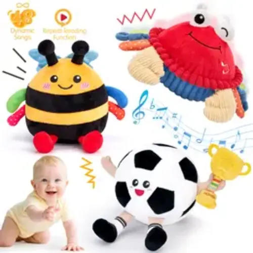 Hahaland Musical Interactive Dancing Crab/Bee/Football Plush Toy - 48 Songs & Repeat What You Say- Walking Moving Bouncing Crawling Toddler Toy 1-3 Baby Toy Infant Tummy Time Toy 0-3-6-12-18 Months Birthday Easter Basket Stuffers Gifts for Kids - TikTok S