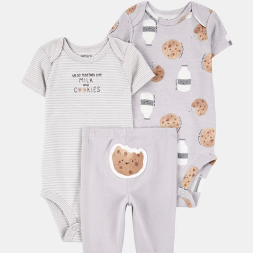 Baby 3-Piece Milk & Cookies Little Character Set® - Grey | Carter's