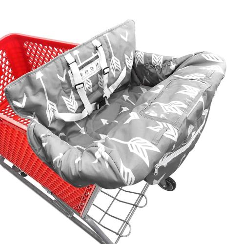 Portable 2-in-1 Grocery Cart Seat Cover and Baby Highchair Cover (Gray Arrow)