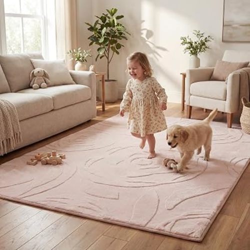 1.3" Thick Baby Play Mat 59x79 Plush Foam Mats for Baby (Pink)