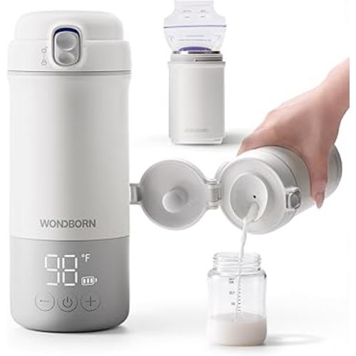 Portable Bottle Warmer for Travel - Instant Heating, Dishwasher Safe, 1°F Precise Temp Control, 30W Fast Charge, Long Battery Life, 17 Oz Capacity, Baby Milk Warmer for Breastmilk & Formula