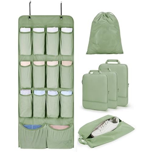 BAGSMART Hanging Compression Packing Cubes for Closet Organizers And Storage, 6 Set Suitcase Organizer Bags Set, Cruise Travel Essentials for Women | Hanging