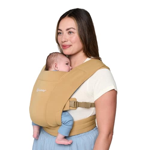 Ergobaby Embrace Baby Carrier Newborn to Toddler - Lightweight Ergonomic Baby Carriers - Cozy Essentials (7-25 Pounds), Ponte Knit, Camel