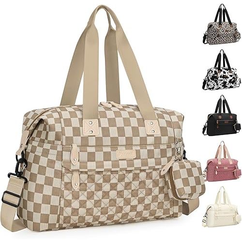 Pritent Diaper Bag Tote - Diaper Baby Bags with Pacifier Case, Shoulder Straps, Stroller Clips, Waterproof Large Mommy Maternity Travel Baby Bag for Mom and Dad, plaid