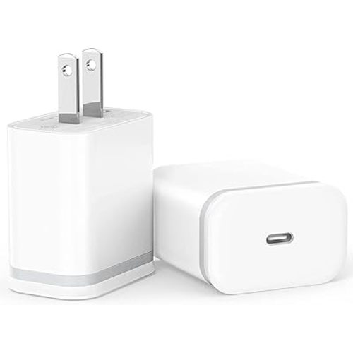 for iPhone 17 16 Charger, Fast Charging USB C Block 2-Pack 20W Type-C Phone Wall Plug Portable Power Adapter USBC Brick USB-C Box 15 14 13 12 11 Air Pro Max Plus XS X XR SE 8 7 6 Pad Mini