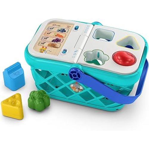 Baby Einstein + Hape Magic Touch Toy Shopping Basket for Kids, with Real Sounds and Music, Shape Sorter, Fine Motor Skill Development, Ages 1, 2, 3, 4+