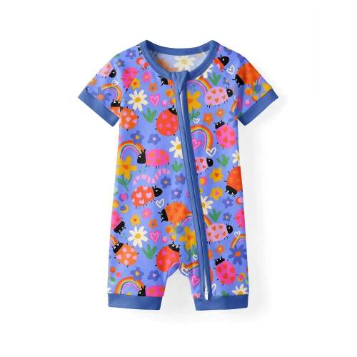 Lady Bugs Bamboo Shorty Zippered Romper