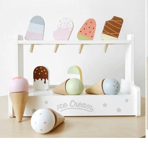 15 Pcs Wooden Popsicle Ice Cream Bar Pretend Play Set