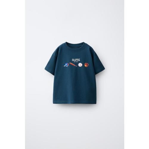 BASEBALL PRINT T-SHIRT - Navy blue | ZARA United States