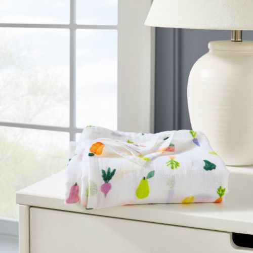 Muslin Swaddle Blanket - Cloud Island™ Fruits and Veggies: 100% Cotton, 47"x 47"
