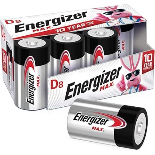 Energizer D Batteries (8 Count), D Cell Battery, Premium Alkaline