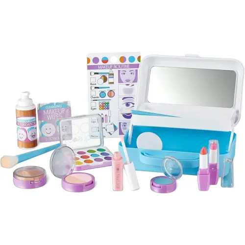 Melissa & Doug Love Your Look Pretend Makeup Kit (16 pcs) – Kids Vanity Set with Realistic Accessories, Mess-Free Fake Makeup for Girls, Dress-Up & Imaginative Play Toy, Ages 3++