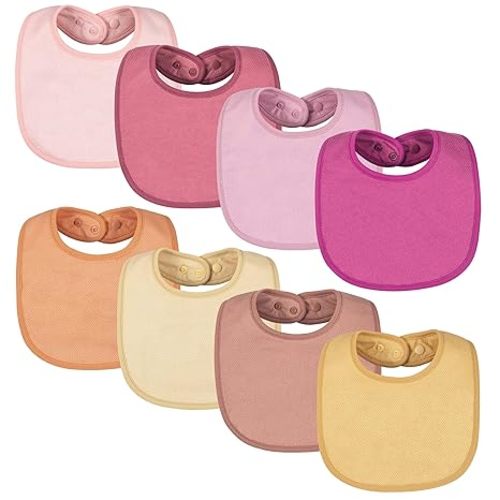Tiny Twinkle Baby Feeding Bibs 8 Pack - Waterproof and Absorbent Infant Drool and Feeding Baby Bibs (Girl Set 8-Pack)