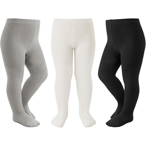 Century Star 3 Pack Baby Girls Cable Knit Tights - Seamless Stretch Waist Leggings for Toddler Infant Daily School Wear 0-6T