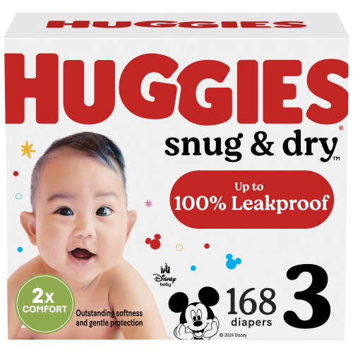 Huggies Size 3 Diapers, Snug & Dry Baby Diapers, Size 3 (16-28 lbs), 168 Count