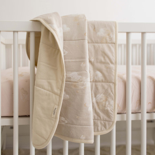 Organic Cotton Reversible Baby Blanket - Limestone