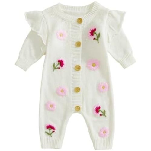 Suéter para bebé niña, traje de regreso a casa, ropa de invierno para recién nacido, manga larga, bordado, mameluco de punto