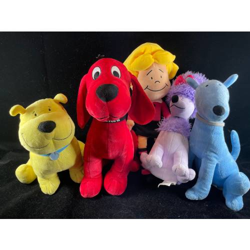 Clifford the Big Red Dog Cartoon 13 inch plush T-Bone Yellow Emily Elizabeth Girl Lot