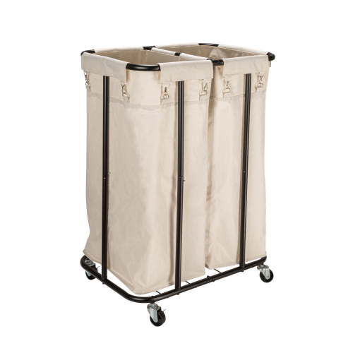 Household Essentials 2-bag Rolling Laundry Sorter, Natural